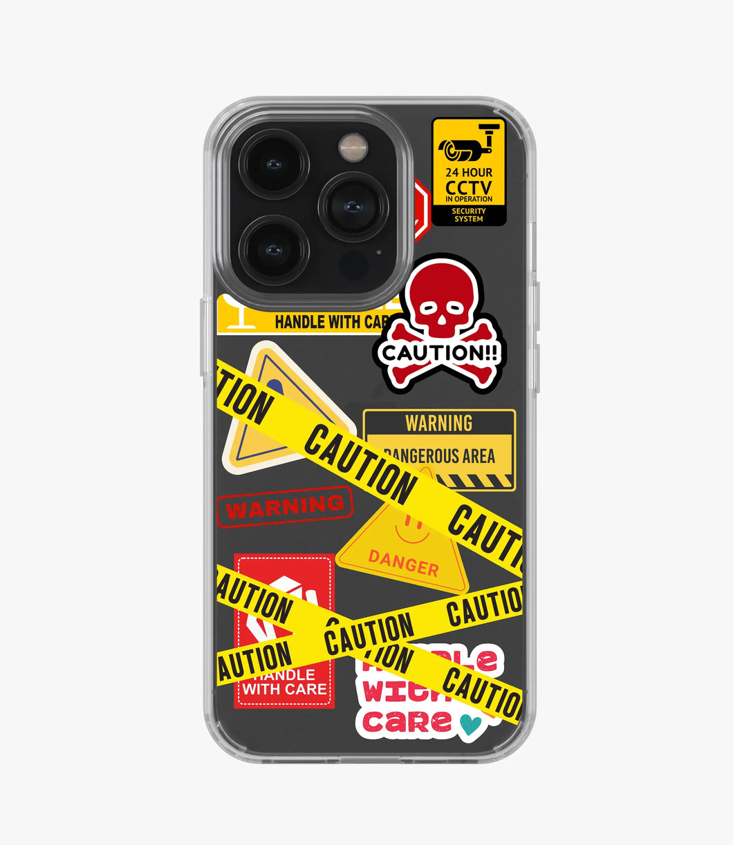 Caution Canvas Silicone Phone Case