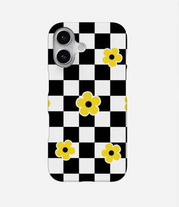 Yellow Daisy Floral Checkered Case