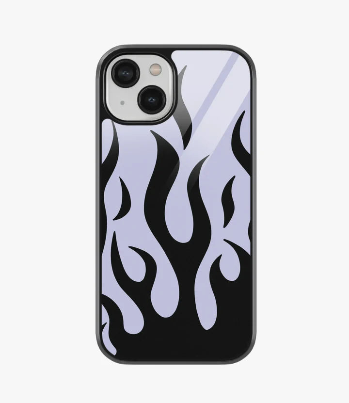 Black Gray Flame Glass Case for iPhone 15