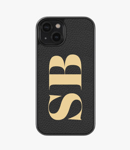 Big Initial Customized Premium Leather Phone Case