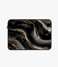 Load image into Gallery viewer, Black/Gold Marble Laptop Sleeve
