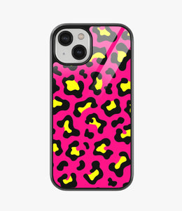 Bright Pink Leopard Print Metal Case for iPhone 14 Plus