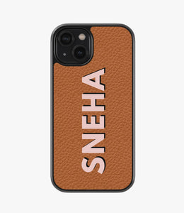 Vertical Custom Name Premium Leather Phone Case