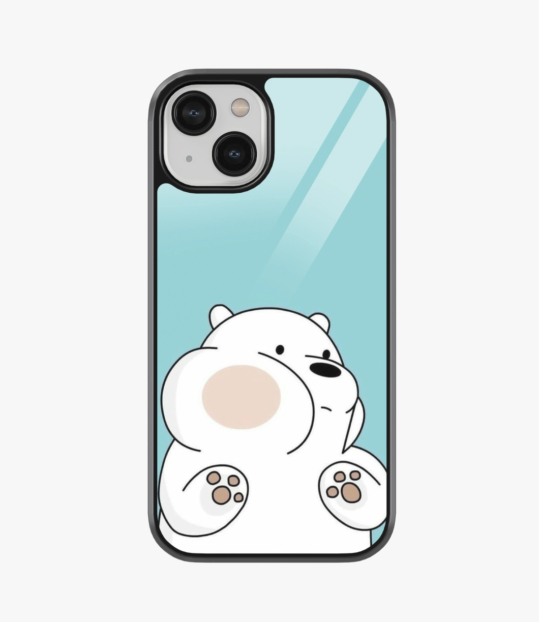 Cute White Bear Metal Case for iPhone 14