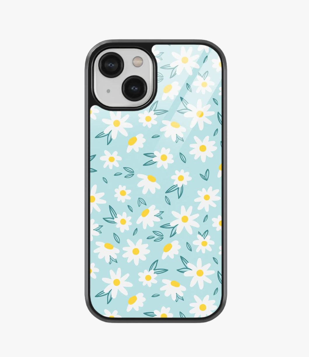 Daisy Art Floral Glass Case for iPhone 14 Plus