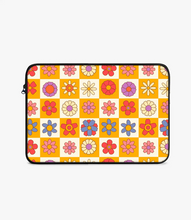 Load image into Gallery viewer, Groovy Checkered Floral Laptop Sleeve
