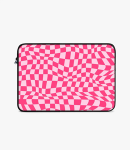 Pink Checkered Laptop Sleeve