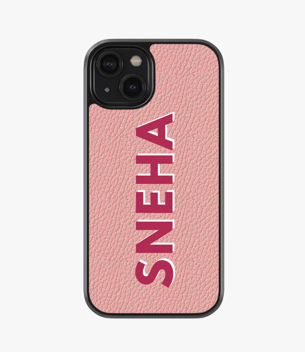 Vertical Custom Name Premium Leather Phone Case