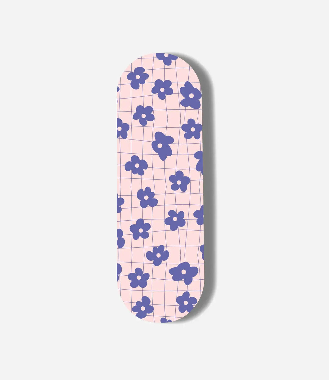 Purple Retro Flower Checkered Print Pop Slider