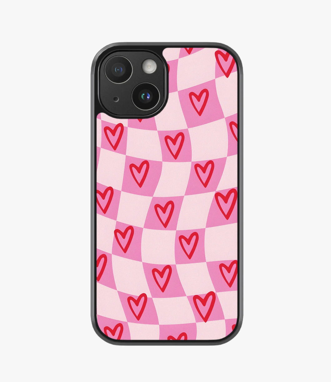 Soft Peach Checkered Hybrid Matte Case