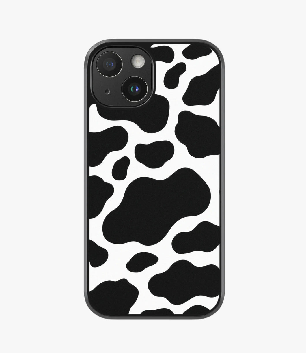 Y2k Black Cow Print Hybrid Matte Case