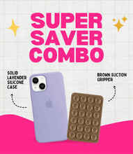 Load image into Gallery viewer, Solid Lavender Soft Silicone iPhone Case + Soft Suction Grip Combo
