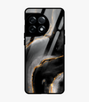 Black Gold Marble Glass Case for Oneplus 11R