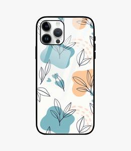 Leaf Line Floral Glass Case for iPhone 13 Pro Max