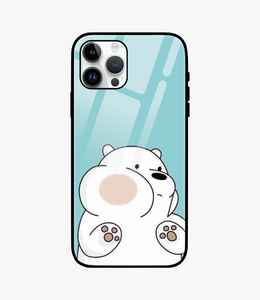 Cute White Bear Glass Case for iPhone 15 Pro