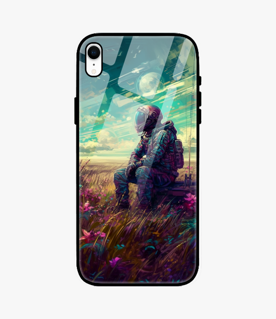 Astronaut On Grass Glass Case for iPhone XR