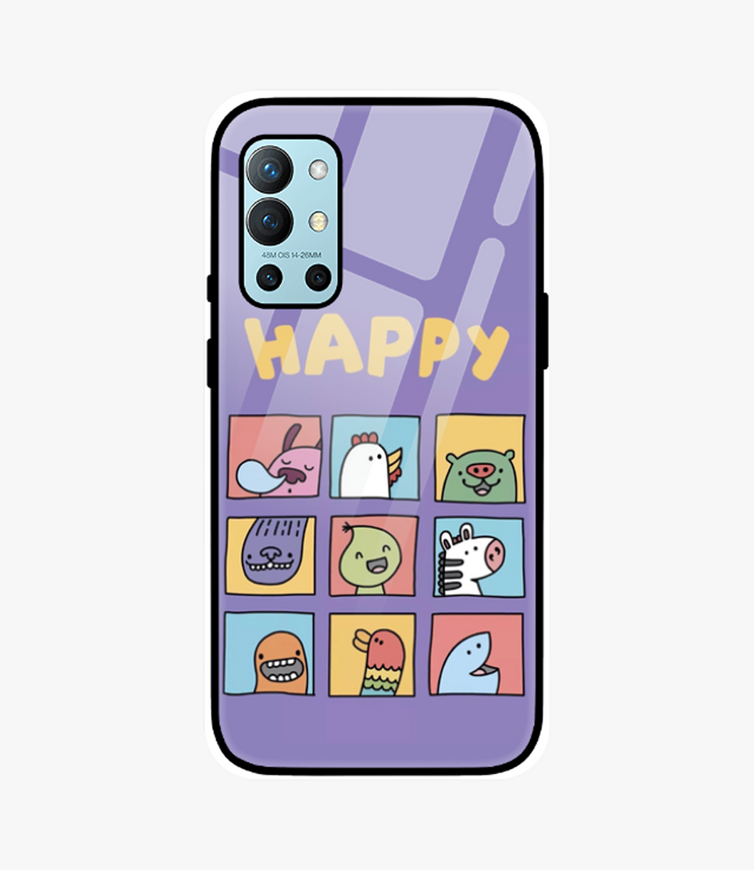 Happy Faces Glass Case for Oneplus 9R