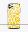 Checkered Daisies Retro Floral Glass Case