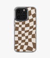 Coffee Brown Checkered Silicone Case