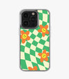 Orange Smiley Face Checkered Silicone Case