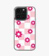 Pink Flowers Checkered Silicone Case