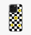 Yellow Daisy Floral Checkered Silicone Case