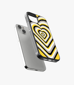 Yellow & Black Heart Y2K Glass Case